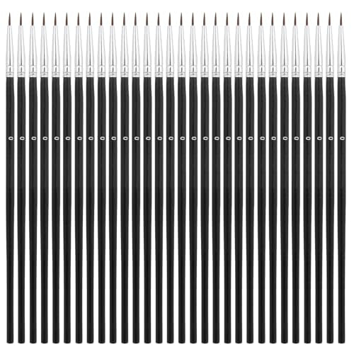 30 Pcs Tiny Detail Paint Brushes, #0 Fine Tip Paint Brush Miniature Fine Paint Liner Brush for Crafts Painting Watercolor Acrylic Art Face Painting