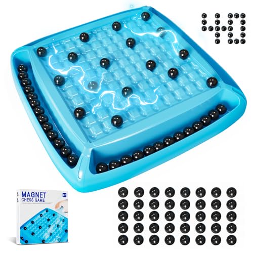 Magnet Game, Magnetic Games Chess, Board Games for Kids 6-8-12, Magnet Chess Kid Games, Family Board Games for Kid and Adults, Magnetic Game with 40 Pieces, Fun Birthday Gifts for Kids (Blue) - color: Blue