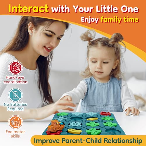 Kids Toys STEM Board Games - Logical Road Builder Brain Teasers Puzzles for 3 4 5 6 7 Year Old Boys Girls, Educational Montessori Birthday Gifts for Ages 4-8 Preschool Classroom Learning (32 PCS)