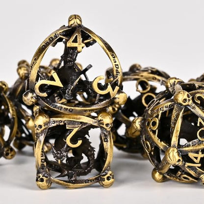 DND Metal Dice Set, UBEUCK 7PCS Gear Metal DND Dice Set for Dungeons & Dragons Board Games Boxes (Bronze dice 1) - color: Bronze Dice 1
