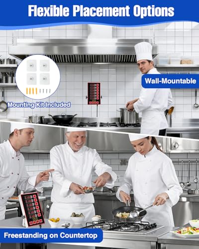 Commercial Kitchen Timer for Cooking, 6 Channel Timer Restaurant Kitchen Supplies, Heavy-Duty Timer - Stainless Steel | Digital LED Technology | Reminder Function | Loud Alarm - size: 6 channel