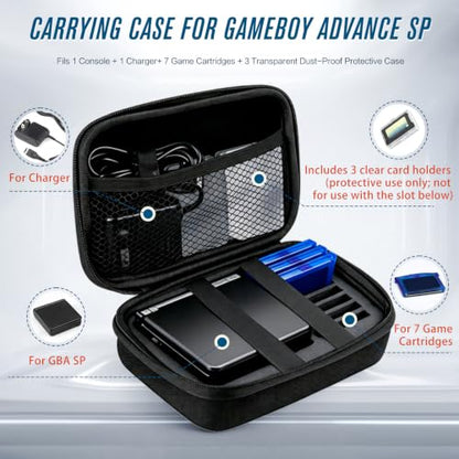 Carrying Case for Gameboy Advance SP,Game Case Holder for GBA SP Accessories,Accommodates 1 Charger,7 Game Cartridge Slots Simultaneously,Durable Portable Storage Bag for GBA SP,with 3 Cartridge Cases - style: GBA SP