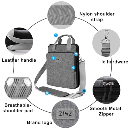 ZINZ Laptop Shoulder Bag 12.3-13 inch Case Sleeve, Expandable Handbag with Valuables Compartment Compatible with MacBook Air/Pro/Neo 13", iPad 12.9"/13"/11", Shockproof,Gray-Black edge - color: Gray-black Edge
