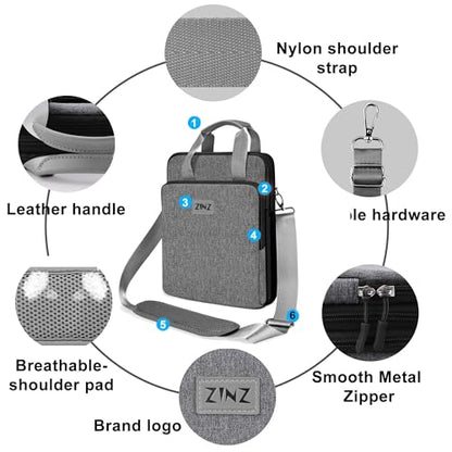 ZINZ Laptop Shoulder Bag 12.3-13 inch Case Sleeve, Expandable Handbag with Valuables Compartment Compatible with MacBook Air/Pro/Neo 13", iPad 12.9"/13"/11", Shockproof,Gray-Black edge - color: Gray-black Edge
