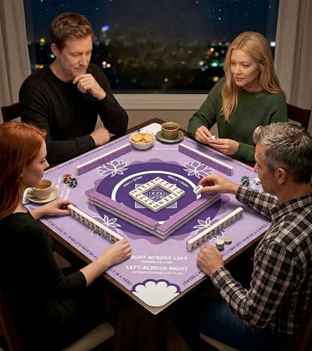 Mahjong Mat for Table, American Mahjong Mat(Purple) | 31.5" x 31.5",Anti-Slip, Noise-Reducing Gaming Mat for Mahjong/Poker/Board Games/Card Games/Dominoes - color: Purple