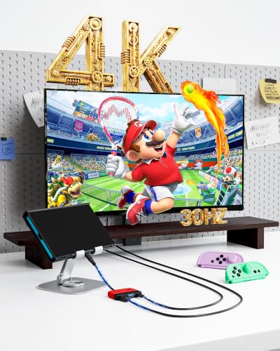 COOWPS Switch 2 Pro Controller Accessories Bundle 14-in-1, Switch 2 TV Dock with 4K@30Hz/PD Max 100W/USB 3.0 Port, All-in-One Carrying Case, Steering Wheels, Screen Protectors, Thumb Grips Caps - color: Dark Black