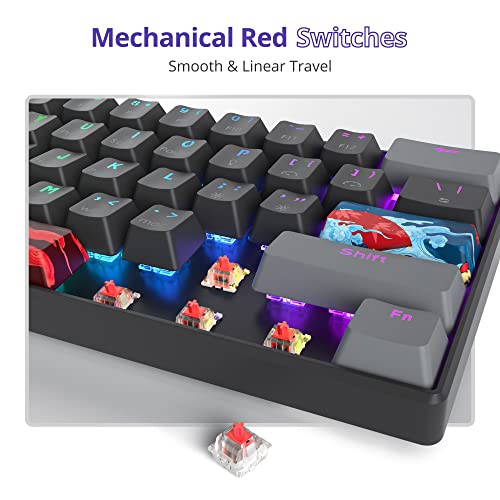 Owpkeenthy 60% Percent Keyboard Mechanical Gaming with Red Switch Wired Ultra Compact RGB Mini Keyboard Backlit for PC Xbox PS4 (Dark/Red Switch) - color: Dark/ Red Switch