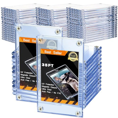 50 Pieces Acrylic Card Holder Screw Trading Card Protector 35 PT Clear Protectors for Baseball Football Sports Game Cards Storage and Display