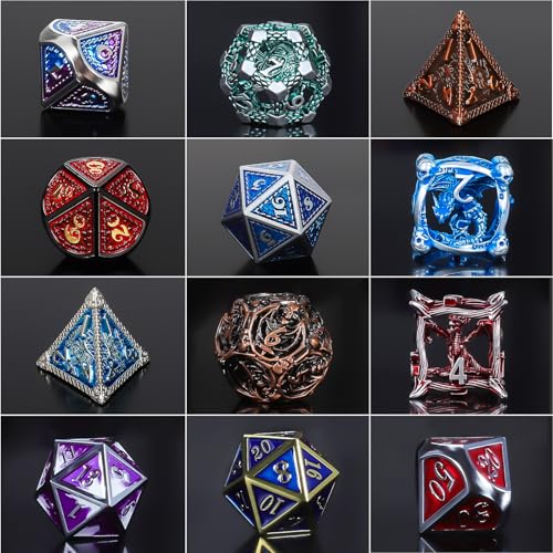 Mystery Dice Set – 7 Pcs Metal Polyhedral Dice + 1 Pcs Velvet Bag | Random Various Style Metal DND Dice & Dice Bag, Gifts for D&D, Pathfinder, MTG, Game Night, Dice Goblins, RPG Players & DMs - style: 1 bag Metal Mystery Dice