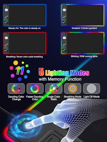 Mouse Pad with Foldable Phone Holder & Wireless Charger, XXL RGB Gaming Mousepad 31.5"x15.8" Large Desk Mat for Keyboard, Black Desk Pad with Dual Qi Charging Station | 11 Colors 5 Modes | Waterproof - color: 31.5x15.75"Phone Stand-Black Upgraded