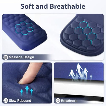 EYROZILL 3 in 1 Ergonomic Mousepad with Wrist Rest, Gaming Keyboard Mouse Pad with Wrist Support Non-Slip Base Massage Design, Pain Relief (Blue/Black) - color: Blue/Black
