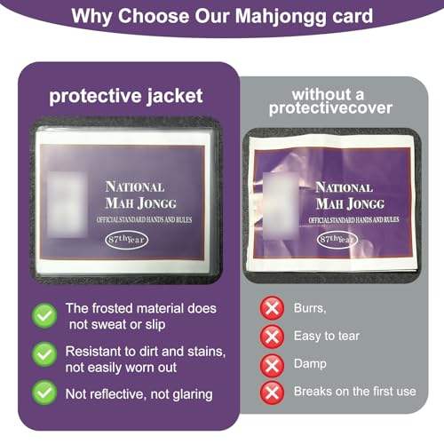 Mahjong Card Cover 2025 Protective Matte Finish Mahjong Card Holder Clear Plastic Sleeves Anti Reflective, Stain, Tearing Standard 6.12 x 4.75 4 Packs