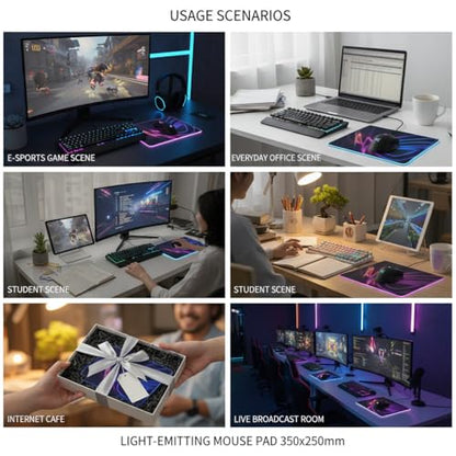 Gaming Led Luminous Mouse Pad, RGB Keyboard Pad, Non-Slip Mouse Pad, Computer Accessories,13.79" L x 9.85" W