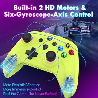 UGAME Wired Xbox Controller for X Box Series X S One PC PS4 Switch, Gaming Control Controllers with 1000Hz Polling Rate No Drift Stick, Custom Paddles Turbo RGB Light Remote, Green Gamepad - color: green