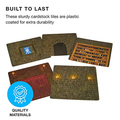 Stratagem The Master's Maze Dungeon Walls - 100 Card Tiles for 3D DND Dungeon Building - Modular Terrain 28mm Scale Accessories Tabletop RPG Scenery - Dungeons Dragons Pathfinder Castles Crusades
