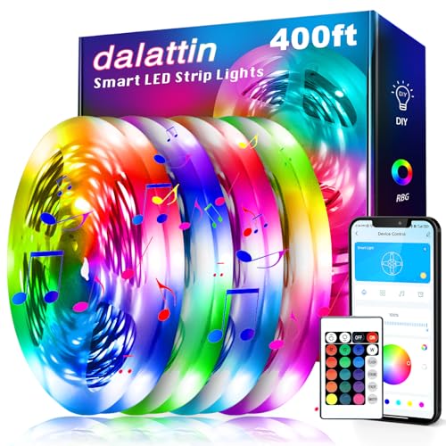 dalattin Led Lights for Bedroom 400ft, Smart Led Strip Lights with App Control Remote, RGB LED Light Strips, 24V Led Strip Lights for Room and Holiday Decoration(4 Rolls of 100ft) - size: 400FT