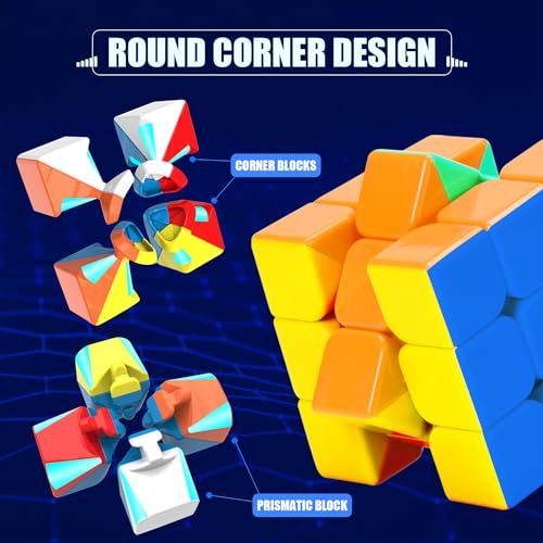 STEAM Life Speed Cube Set 3 Pack - Magic Cube Set with 3x3 & 2x2 Speed Cubes, Pyramid Cube - Smoothly Collection for Kids, Teens & Adults - color: 3 Pcs