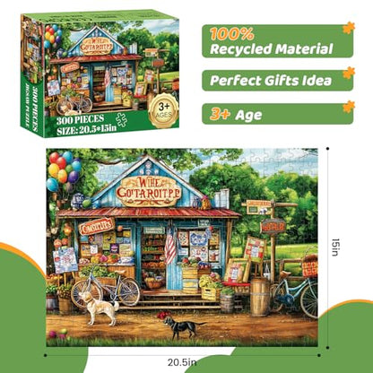 Puzzles 300 Pieces for Adults | HT Vegetable Store Puzzles | Recycled Cardboar Jigsaw Puzzles 300 Pieces | Challenging Family Activity Great Gift Idea for Family Friends | 20.5 X 15 inches - style: HT Vegetable Store