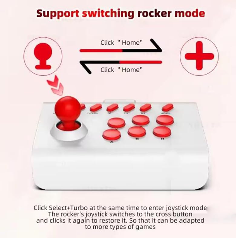 Melody Sophia Wireless Arcade Fight Stick Joystick for PS4 PS3 Switch PC Mini Retro Game Joystick Fighting Controller (Black Red) - color: Black Red