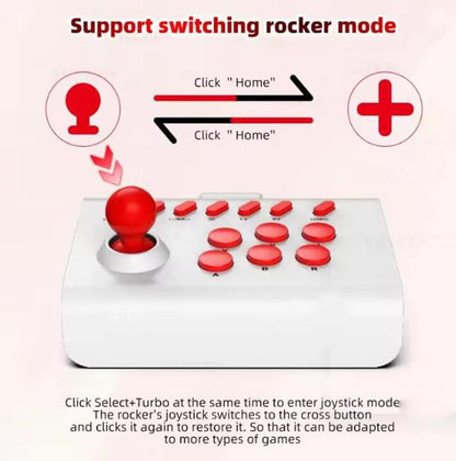 Melody Sophia Wireless Arcade Fight Stick Joystick for PS4 PS3 Switch PC Mini Retro Game Joystick Fighting Controller (White Red) - color: White Red