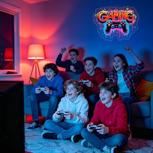 Gaming Neon Sign,Gamer Led Neon Light Signs for Wall Decor Game Pad Light up Sign for Boy Room Bedroom Man Cave Brithday Party Gaming Room Decor Gift for Gamer Men（13.8"*10.4"）