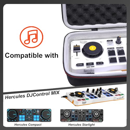 LTGEM DJ Controller Case for Hercules DJControl Mix/DJControl Starlight - Hard Storage Travel Protective Carrying Bag (Case Only) - size: Hercules DJControl Mix