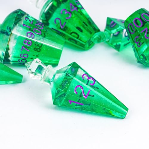 7PCS Potion DND Dice Set,Transparent Sharp Edge Dice Set D&D RPG Polyhedral Die,for Dungeons & Dragons, and TTRPG Roleplaying Games (Green) - color: Green