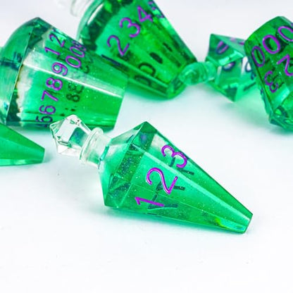 7PCS Potion DND Dice Set,Transparent Sharp Edge Dice Set D&D RPG Polyhedral Die,for Dungeons & Dragons, and TTRPG Roleplaying Games (Green) - color: Green