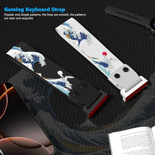 Womier Custom Keyboard Straps with Adhesive for Keyboard 60 65 75 100 Percent Kanagawa and Metal Snap Straps for Wooting 60he EPOMAKER Aula WIN60 YUNZII ATK68, etc Mechanical Gaming Key Board(White)