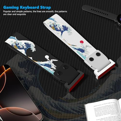 Womier Custom Keyboard Straps with Adhesive for Keyboard 60 65 75 100 Percent Kanagawa and Metal Snap Straps for Wooting 60he EPOMAKER Aula WIN60 YUNZII ATK68, etc Mechanical Gaming Key Board(White)