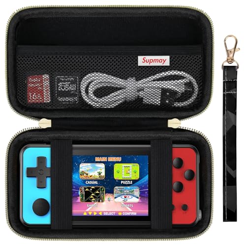 Supmay Carrying Case Compatible with KAVOYI / Beico / TEBIYOU 32 Bit Handheld Games for Kids, Portable Arcade Gaming Player Storage Holder Travel Bag with Mesh Pocket for Battery, USB Cable, Black - color: Black Cube