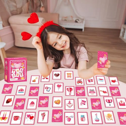 gisgfim 100 PCS Memory Matching Game Valentine's Day Concentration Memory Games Card Educational Game for Kids Educational Ages 3-8 A Fun & Fast Heart Gnome Matching Games - style: Valentine's Day