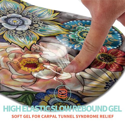 Ergonomic Mouse Pad Wrist Support with Memory Foam Massage Bulge, Carpal Tunnel Pain Relief Mousepad Wrist Rest for Mouse(12x8 inch, Blooming) - color: Kg007-blooming
