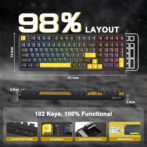 ATTACK SHARK X98 Wireless Mechanical Keyboard,Tri-Mode BT5.0/2.4GHz/USB-C Hot-Swappable,Gasket Mount with Pre-lubed Linear Switches,PBT Keycaps,RGB Backlit Gaming Keyboard for PC/Tablet/PS5/Xbox - color: Starry Black