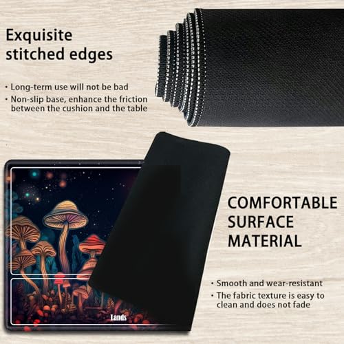 Board Game Mat TCG Playmat Plus 50 Pcs Card Sleeves, 24 x 14 inches Table Mats Games Mousepad with Zones Smooth Surface for MTG RPG CCG Trading Card Game Play Mats, Neon Mushroom - color: Neon Mushroom, size: Zone 1