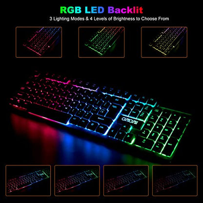 Gaming Wireless Keyboard and Mouse RGB Backlit Rechargeable Battery Gamer | Mechanical Feel Anti-ghosting with Side Button for PC Computer Laptop Compatible with Windows Mac Ps4/Ps5 Xbox one