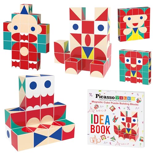 PicassoTiles Infinite Magnetic Puzzle Magic Cube Easy-Connect Brain Teaser Toy Set Magnet Pattern Block Matching Toys Free Ideabook 150+ Inspirations STEM Learning Kids Boys&Girls Age3+ PTC25 - color: 25pc Puzzle Cub