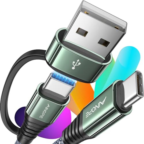 AINOPE USB C to USB C Cable, 1 FT USB C Cable Fast Charging with USB to USB C Adapter, 60W USB to USBC Cable for iPhone 17 Pro Max Air Type C Cable for iPhone 16/15/14/13/12, Grey - color: Grey, size: 1FT