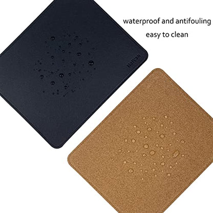 MelVan PU Leather Mouse Pad with Stitched Edge, Wood Mousepad, Waterproof Gaming Mouse Pad Mat for Computers, Laptop, Office & Home, 10.2" x 8.3", 1 Pack (Black) - color: Black