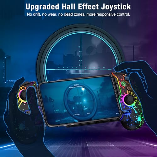 AXYBCOOL Mobile Wireless Phone Controller for iphone/Android with Hall Joystick, Mobile Game Controller with Phone Case Support