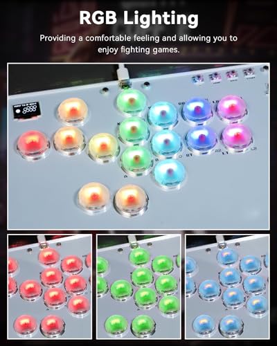 Sehawei Haute42 Arcade Stick 16Keys All-Button Gamerfinger with Turbo Functions & Custom RGB,Arcade Controller Street Fight for PC/Ps3/Ps4/Switch/Steam Game Keyboard-Supports Hot Swap & SOCD - color: T16 White