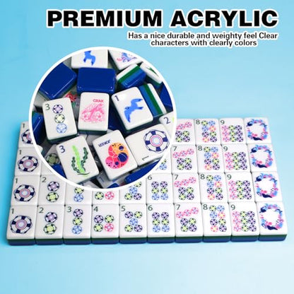 American Mahjong Game Set, Portable Carrying Bag,Acrylic 160 Tiles,Western Mahjong Tiles Set,Complete Ma Jong Set (Jasper) - color: Jasper