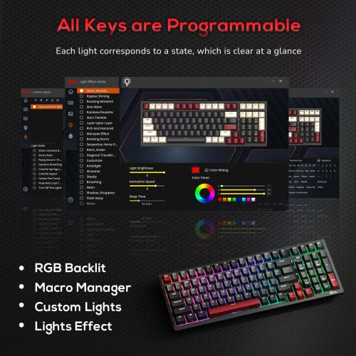 RK ROYAL KLUDGE RK98 Gaming Keyboard, Wireless Mechanical Keyboard 100 Keys Tri-Mode BT5.1/2.4G/USB-C Full Size Hot Swappable Custom Keyboard with Numpad RGB Backlit, Massive Battery, Silver Switch - color: Black, size: Hot Swap Sliver Speed Switch