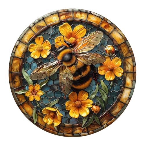 Wooden Puzzles for Adults, Leisurely Bee Wood Puzzles Adult, Unique Animal Shaped Wooden Jigsaw Puzzle, Birthday Gifts for Friends/Family/Puzzle Lovers, Home Decor(M-11.4 * 11.4in 200pcs) - color: Leisurely Bee, size: Medium