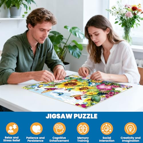 500 Pieces Puzzle for Adults - Summer Birds Garden Jigsaw Puzzle for Adults Teens,Recycled Cardboard Hummingbird Flowers Puzzle 500 Pieces,Challenging Game for Family Fun & Gift Idea,20.5 x 15 in - style: Birds Garden