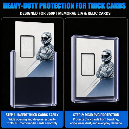 DEDC 20 Top Loader Thick Card Load Holder Storage for Trading Cards Sports Sleeves Hard Plastic 360 Point Protective Toploaders 3"x4" Rigid Memorabilia Collectibles - size: 360pt