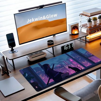 Japanese Girl Gaming Mouse Pad, Big Desk Mat, XL Extended Large Mousepad Non-Slip Rubber Base, Keyboard Mat for Gamers, Computer/Laptop, Office&Home, 31.5x11.8in, Samurai - color: Girl