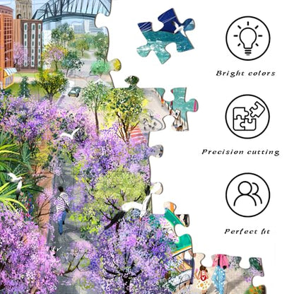 HUADADA Puzzles for Adults 1000 Pieces-Bay Stroll | Eco matte oil print, eye strain relief, tight puzzle piece fit, vibrant colours,gifts for men women - color: Bay Stroll
