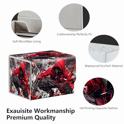 Strong Magnet MTG Demon Deck Box Playing Card Case Magic The Gathering Commander Deck Box Creative Pattern Trading Card Storage Box for Collectible Games, A Killer In The Red Hat - color: A Killer In The Red Hat