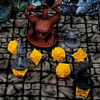 CZYY Cheese Dice Set, 7 Polyhedral Dice for Tabletop RPGs | Food-Themed Novelty Dice, Cheese Hole Details, 3D Printed, For Tabletop Games, Collections & Gamer Gifts